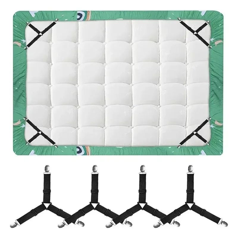 4 Triangular Bed Sheet Fasteners, Bed Sheet Clips, Adjustable Bed Sheet Straps, Mattress Clips, Suitable for Mattress Covers