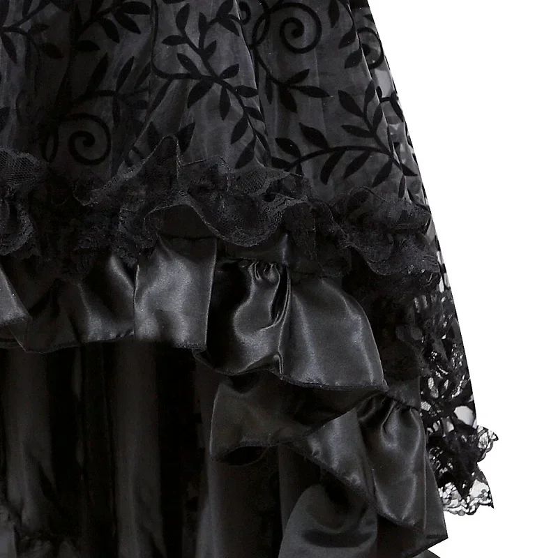 Steampunk Women Lace Floral Skirt Asymmetrica Renaissance Victorian Pirate Medieval Sexy Gothic Corset Skirts Matching