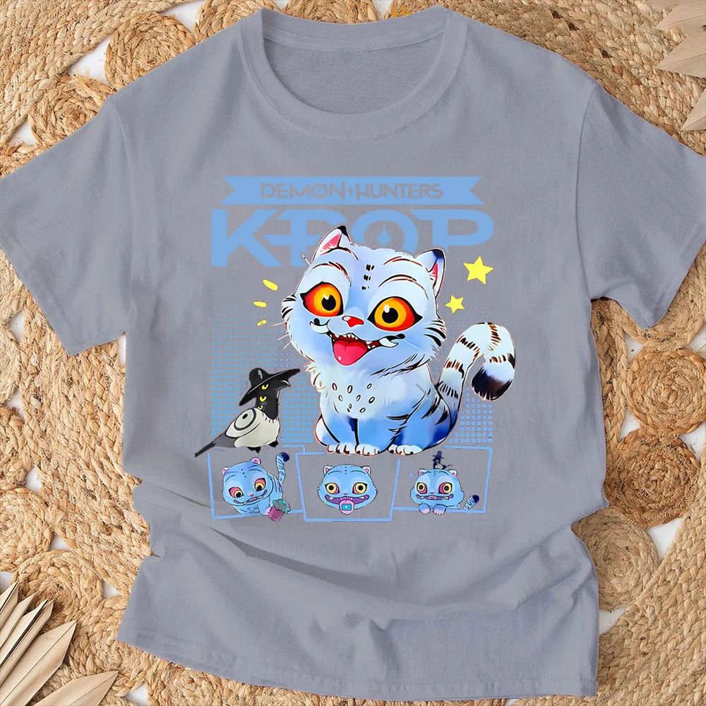 Kpop Demon Hunter T-shirts Summer New HD Tiger Print Breathable T Shirt Women Round Neck Casual Soft Tops Graphic T Shirts