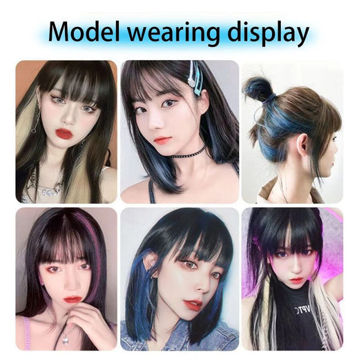 Ear-Hanging Highlight Hair Coloring Strips Women's Long Hair One-Piece Colorful Hair Extensions Invisible Synthetic wig Stickers