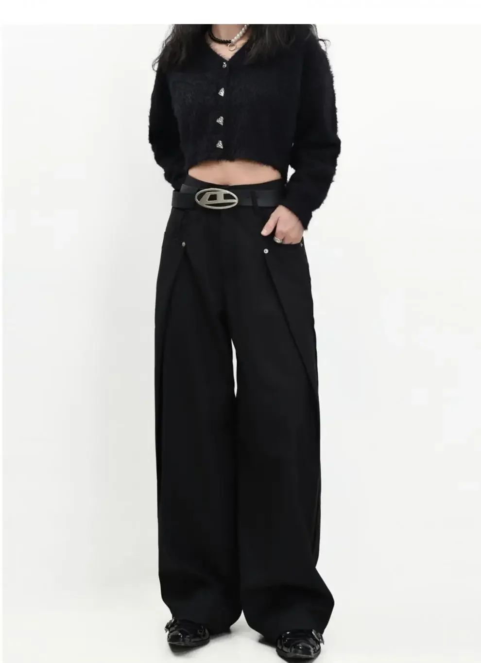 American Style High Waist Draped Suit Pants Women's Spring Autumn Loose Trendy Versatile Wide Leg Casual Floor Length Straight L