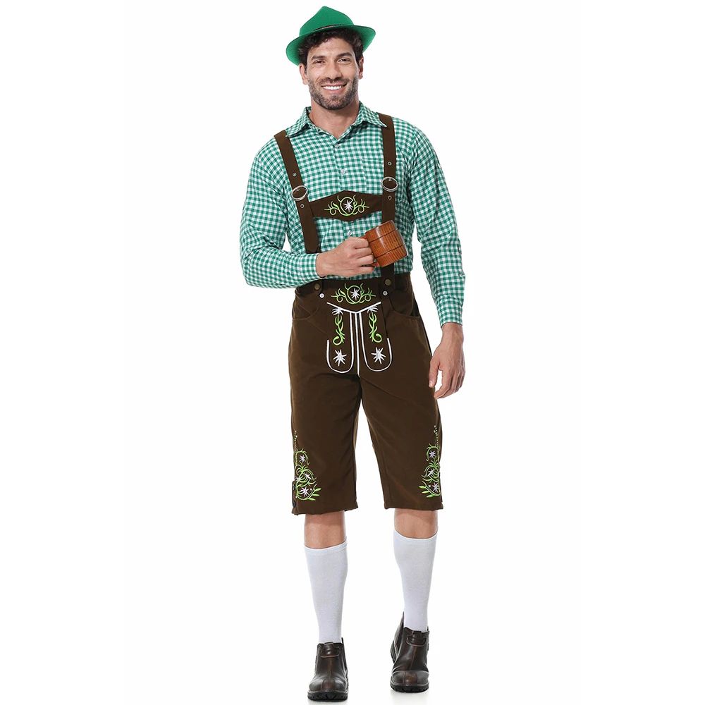 Men Oktoberfest Costume German Oktoberfest Pubs Bartender Outfit Beer Man Costumes Lederhosen Bavarian Octoberfest