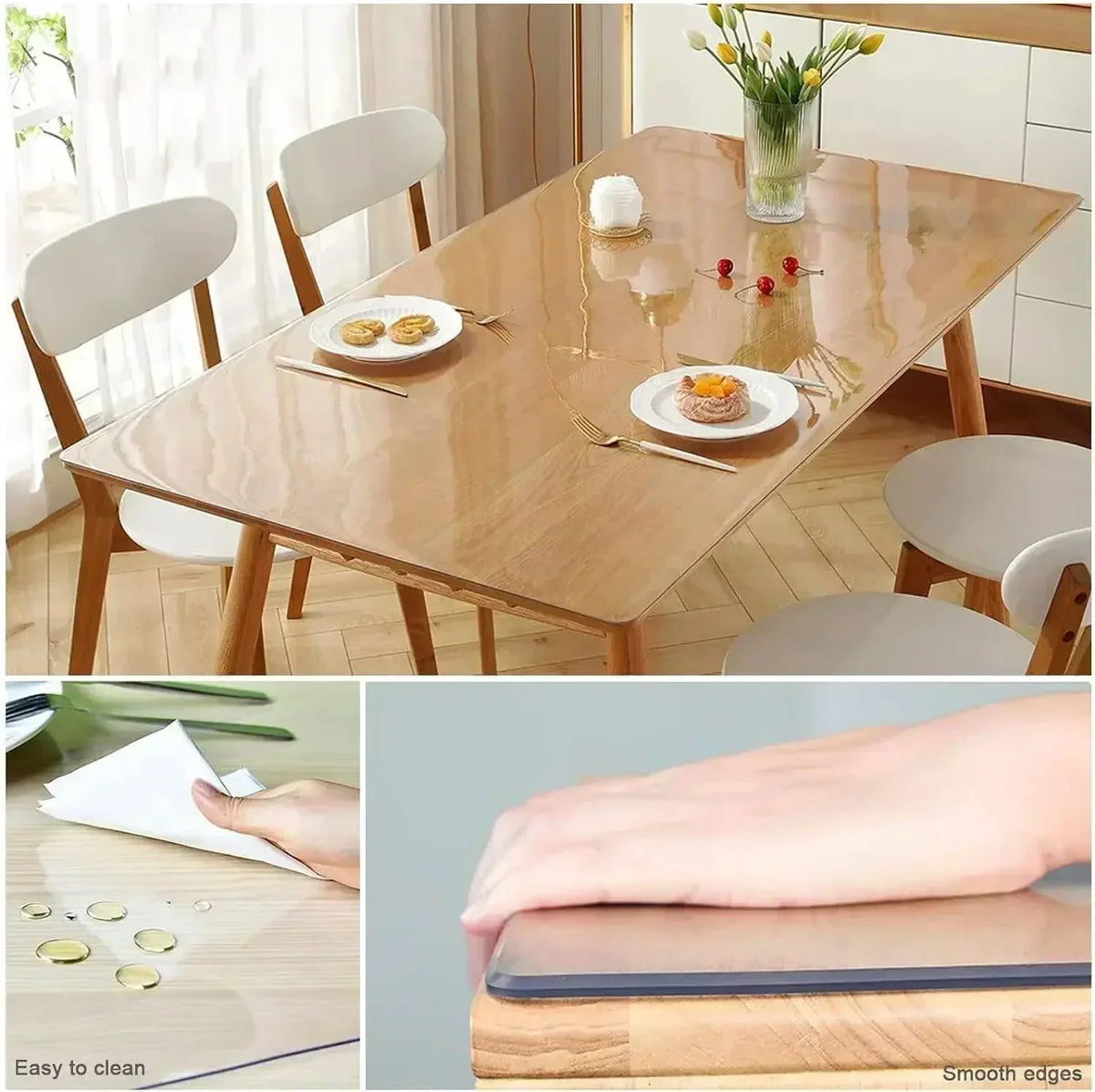 Rectangular Tablecloth, Transparent Table Cloth, Table Protector, Heat Resistant Waterproof Anti-Scratch Tablecloth
