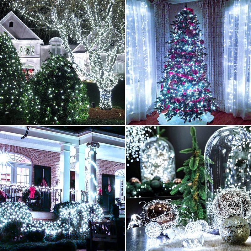 7M/12M/22M/32M LED Solar String Fairy Lights Outdoor Path Garlands Lamp Patio Waterproof Christmas Wedding Garden Street Lights