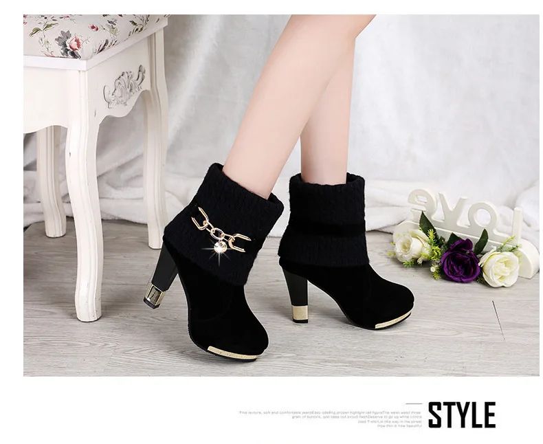 Super High Heels Platform Shoes Women High Heels Women Pumps Shoes Pointed Toe Suede Ankle Boots for Women Thick Heels Boots NEW