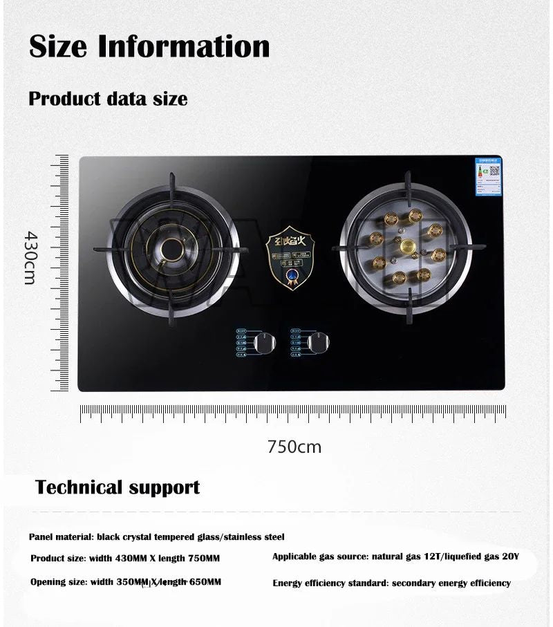 Home Electric Household Embedded Desktop Energy-Saving Induction Cooker Natural Gas Liquefied Gas Stove Double Stove Eye Tempere