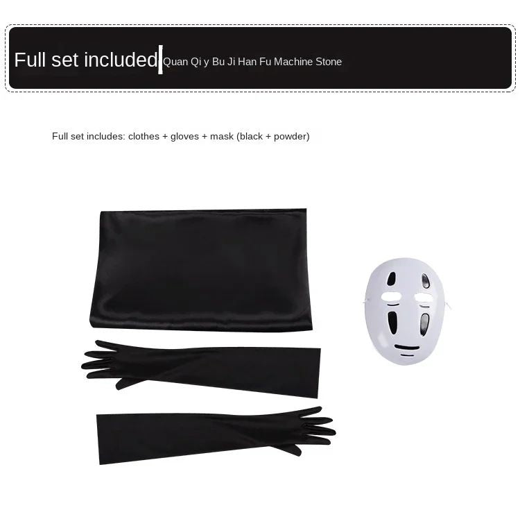 Japanese No Face Man Cosplay Costume Unisex Halloween Anime Carnival Party Adult Clothing Including Ghost Mask Gloves Comic Con