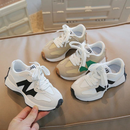 Children's Spring New Leather Upper Sneakers Kids Non-Slip Casual Shoes Boys Girls Soft Sole Students Tennis Toddler Sport Shoes