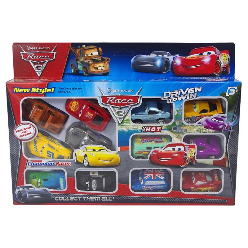 12 pieces Disney Pixar Lightning McQueen Jackson Storm Mater PVC car model toy for children birthday giftire