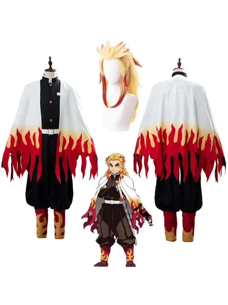 2026 Anime Rengoku Kyojuro Cosplay Costumes Train Mugen Robe Suits For Wigs Cos Outfit Party