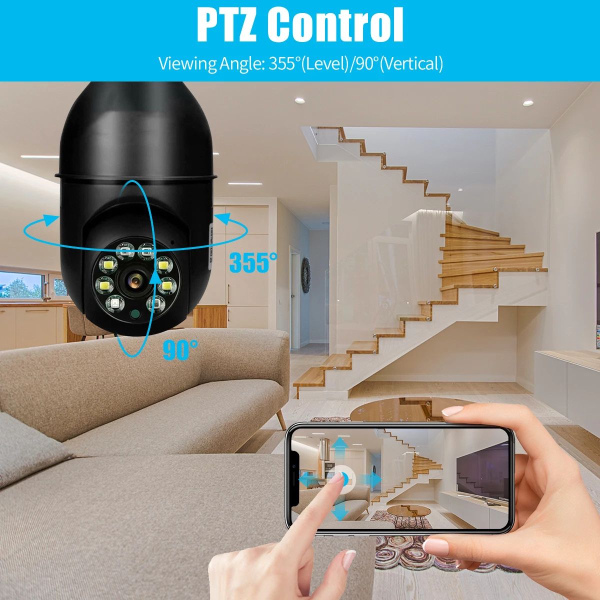Tuya 5MP 5G E27 Bulb Security Monitor Cam Wireless Automatic Human Tracking Night Vision Full Colour Surveillance Camera