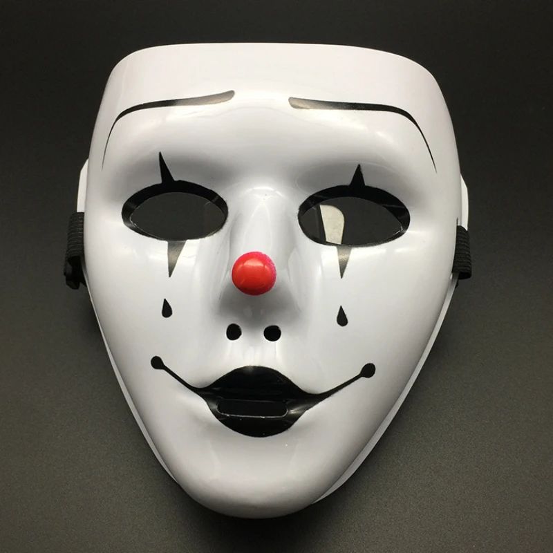 Masquerade Halloween Full Face Mask Hand Painted White Death Clown Black Gold Adult Street Dance Eye Mask Prop