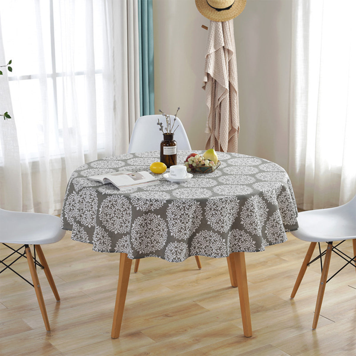 Round Tablecloth 120/150cm Washable Table Cloth Decorative Table Cover Indoor Holiday Home Christmas Party Picnic Dining Room