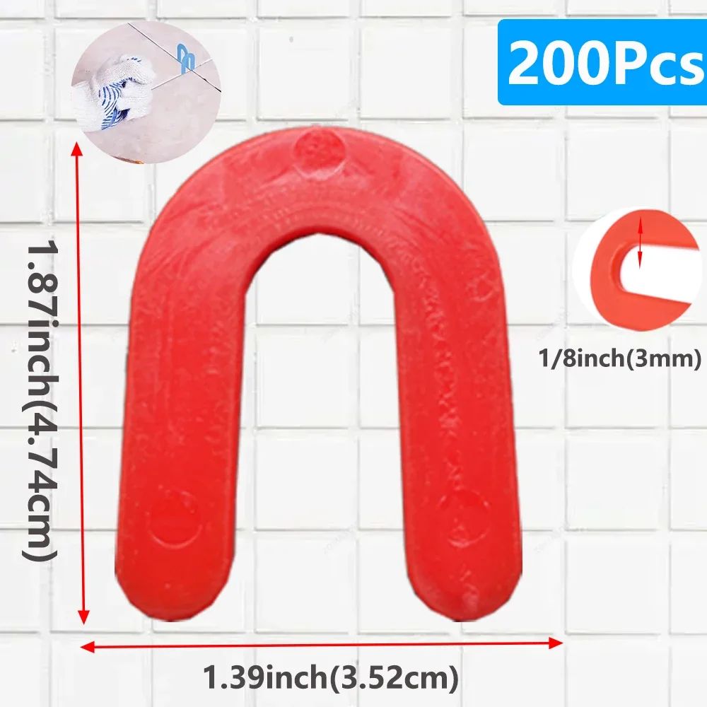 100/200Pcs Reusable U-Shape Ceramic Spacers Tile Clips Leveling System Wedge for Floor Wall Tile Gap Fixing Construction Tools
