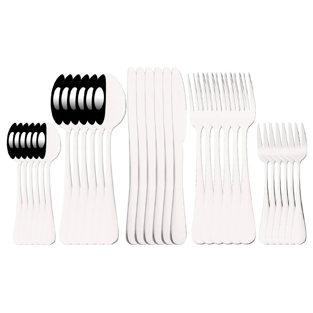 6/30Pcs Rainbow Dinnerware Stainless Steel Cutlery Set Knife Cake Fork Tea Spoon Flatware Set Kitchen Silverware Tableware Set