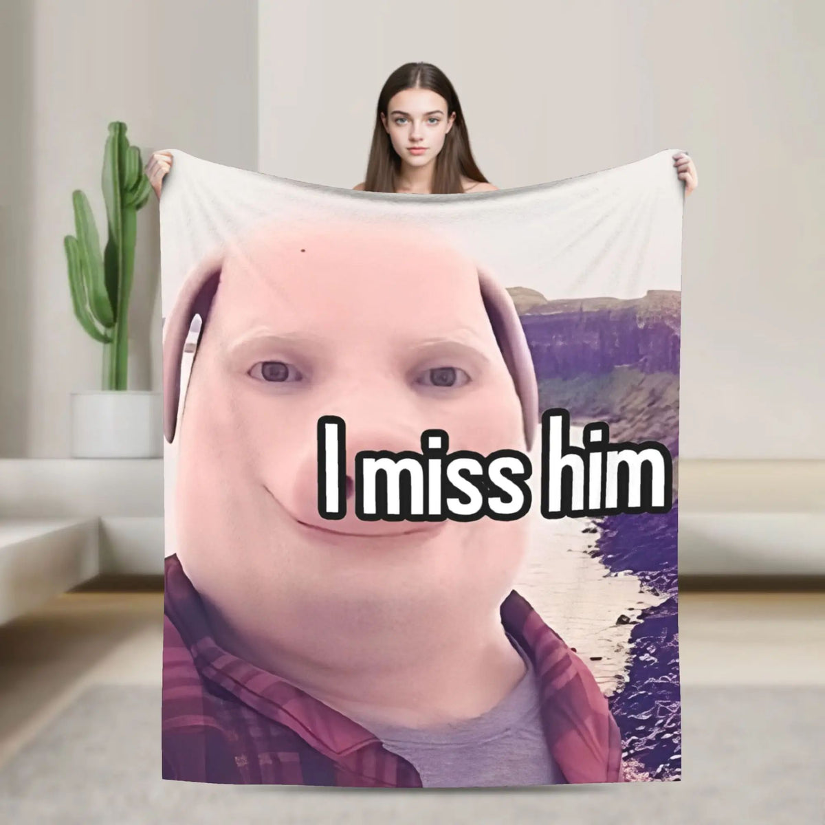 Super Soft Funny Print Throw Blanket for Bedding Travel Outdoor Use John Pork Is Calling