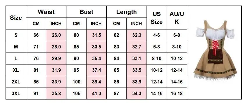 Oktoberfest Costume for Women German Bavarian Traditional Dirndl Dress Octoberfest Festivals Beer Girl Costume