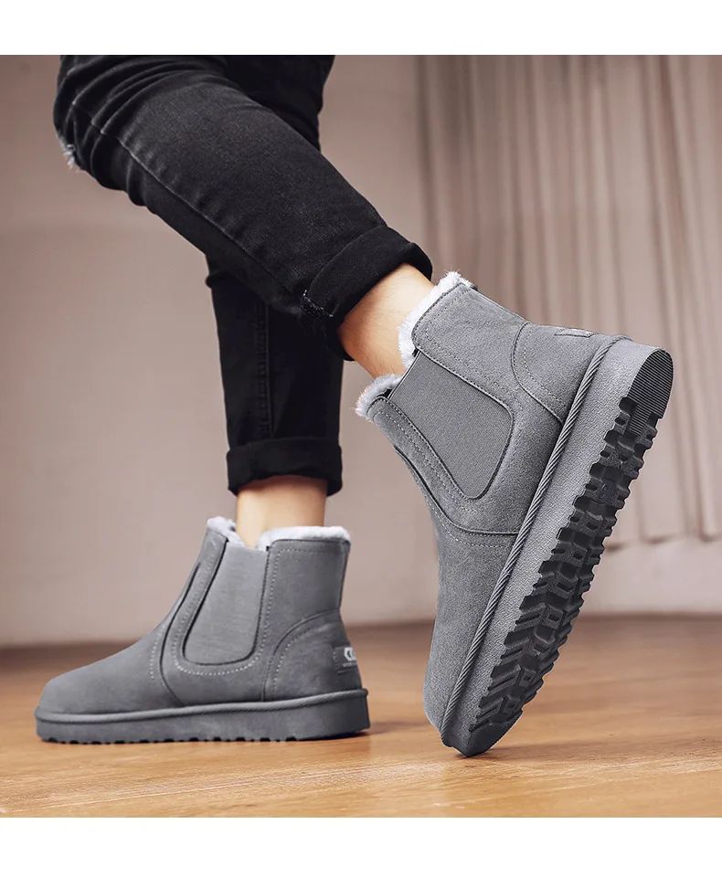 2025 New Men Boots Winter Warm Plush High Tops Leather Casual Shoes Outdoor Fashion Snow Boots