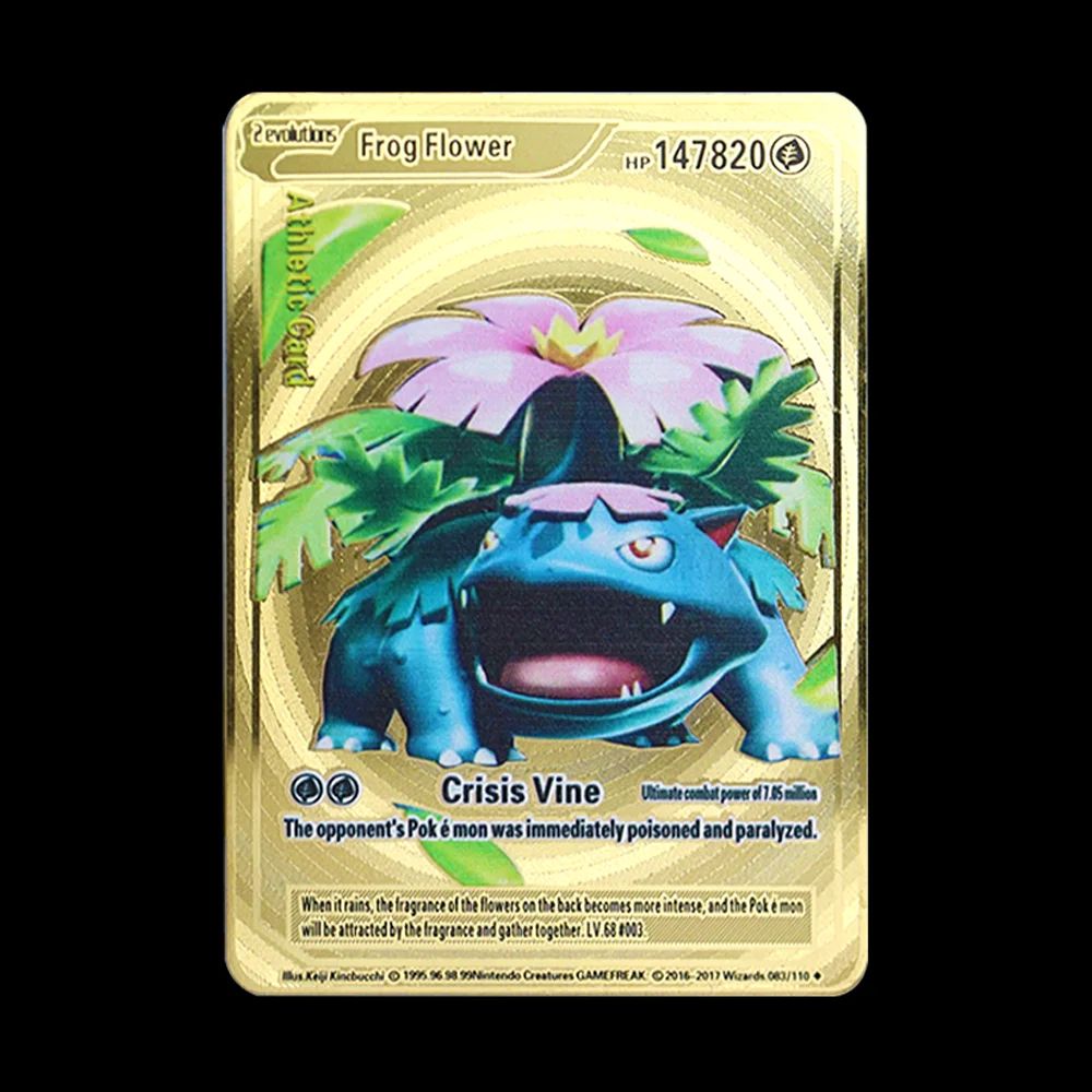 Pokemon 183200 Points High Hp Gold Black English French Metal Cards Vmax Mega GX Game Collection Cards Charizard Pikachu Mewtwo