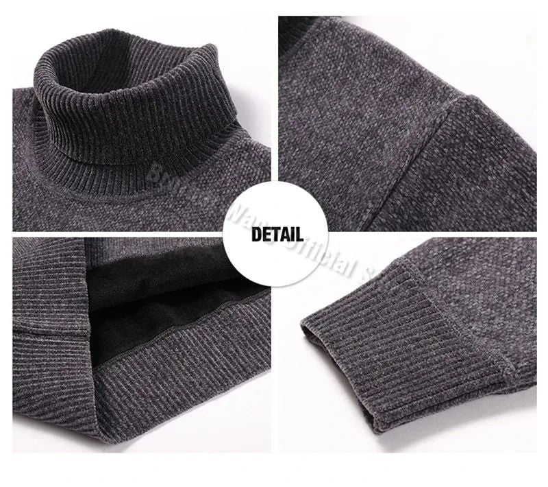 Men Turtleneck Sweater Casual Thick Men's Rollneck Knitted Sweater Warm Mens Jumper Woolen Sweater Male Outwear Knitwear 3XL 4XL