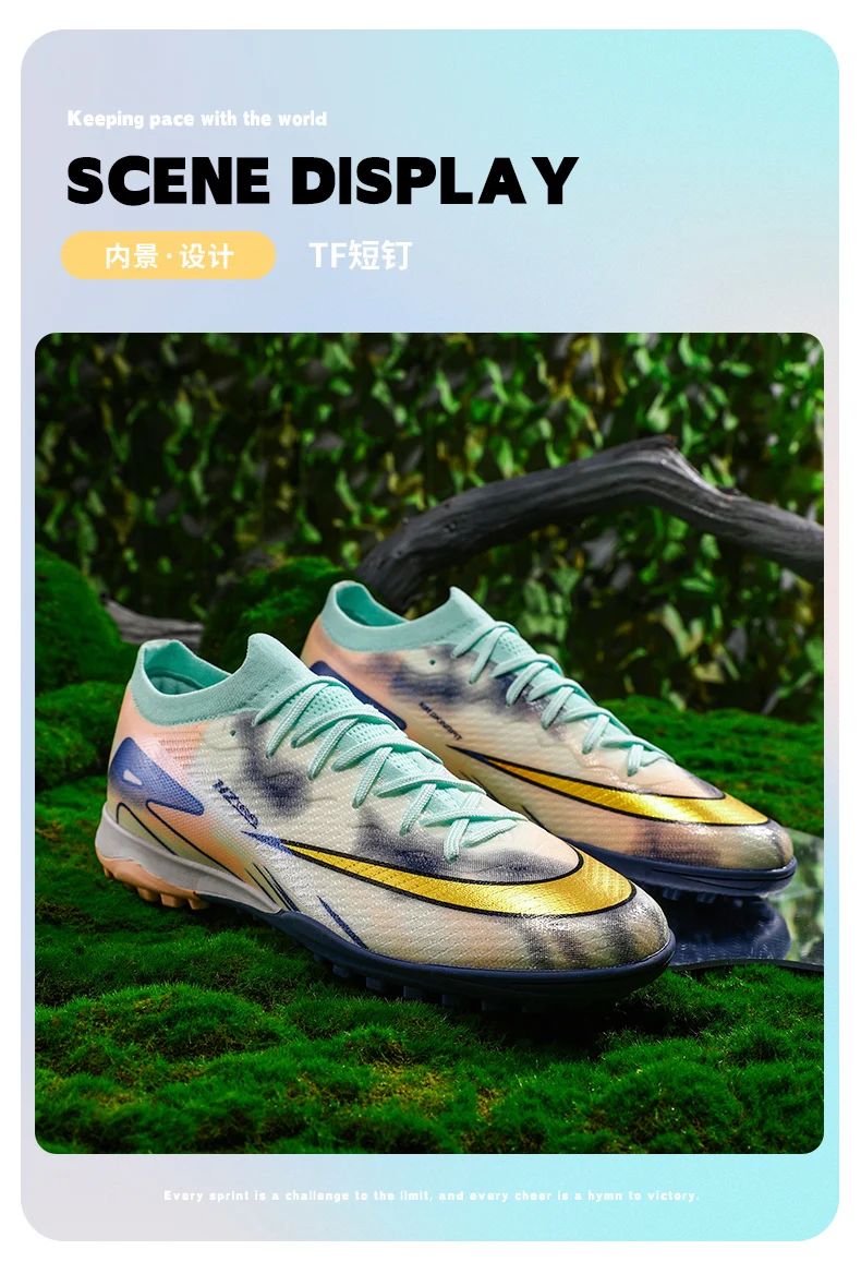 New Men Football Boots Ultralight Soccer Shoes Cleats Long Spikes Match Breathable Indoor Sneakers Training Drop Shipping
