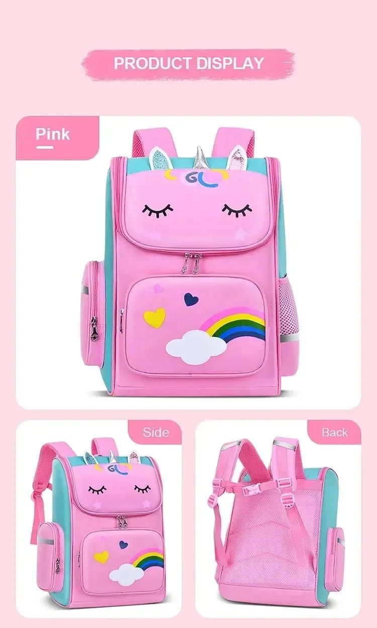 Children's Elementary School Students Schoolbag Girls 1,2,3,4,5,6 Grades 6-12 Years Old Shoulders Backpack Cute Waterproof Light