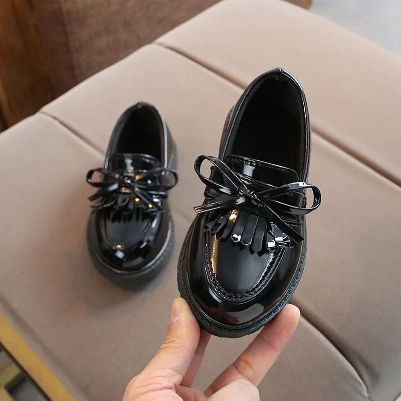 Children Tassel Princess Shoes School Party Wedding Dress Mary Jane PU Leather Shoes Girls Breathable Anti-skid Slip on Shoes