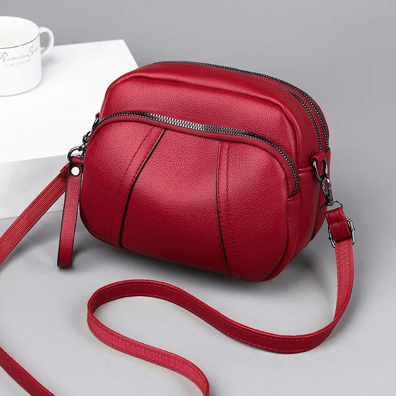 Fashion Soft Leather Crossbody Bags for Women 2025 Casual Female Multi Pocket Messenger Bags Retro Handbags Ladies Shoulder Bags