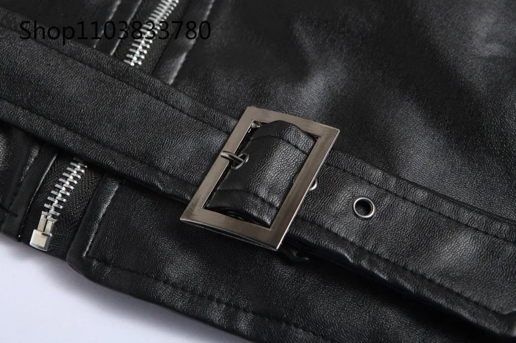 Men PU Leather Jacket Motorcycle Fashion Slim Fit Leather Coat Male Solid Turn-Down Collar Motorcycle Outwear Streetwear 4XL
