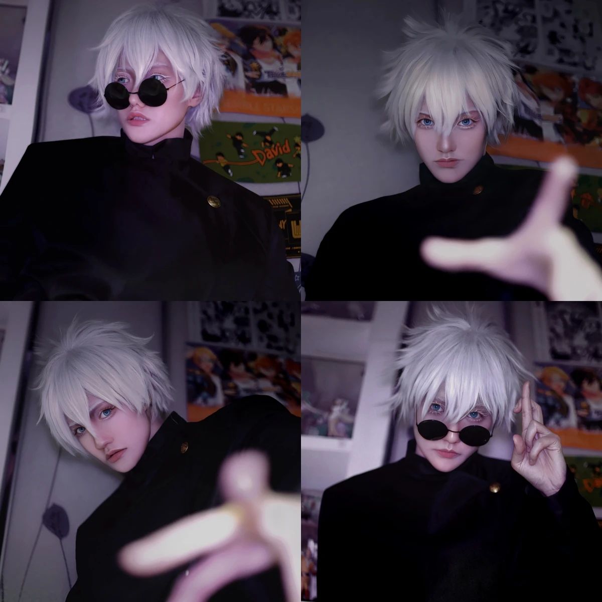 Gojo Satoru Cosplay Costumes pour hommes, Anime iforme de lycée, Perruque trempée, Costume d'Halloween, Vêtements pour adultes