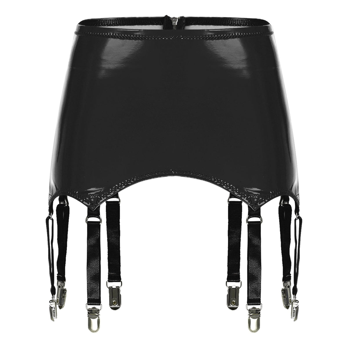 Womens Garters Latex Skirts Ladies Suspender Belt Wet Look Patent Leather Mini Skirts Garters with Metal Clips Clubwear Costume