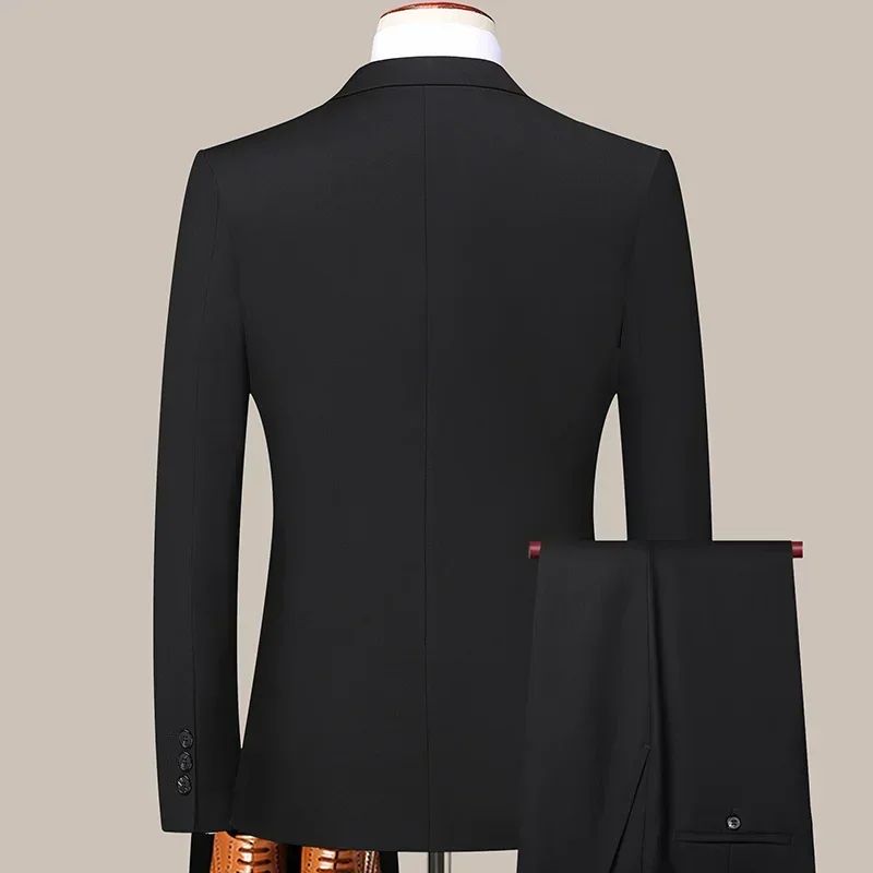 Suit 8XL (Blazer + Trousers) Men Korean Version of The Youth Elegant Fashion Simple Casual Gentleman Best Man Suit 2 Piece Suit