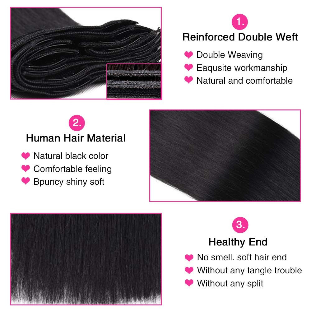 Clip In Hair Extensions Real Human Hair color #4 Chocolate Brown Clip In Hair Extensions 8pcs Hair Natural Black Color 26 Inches