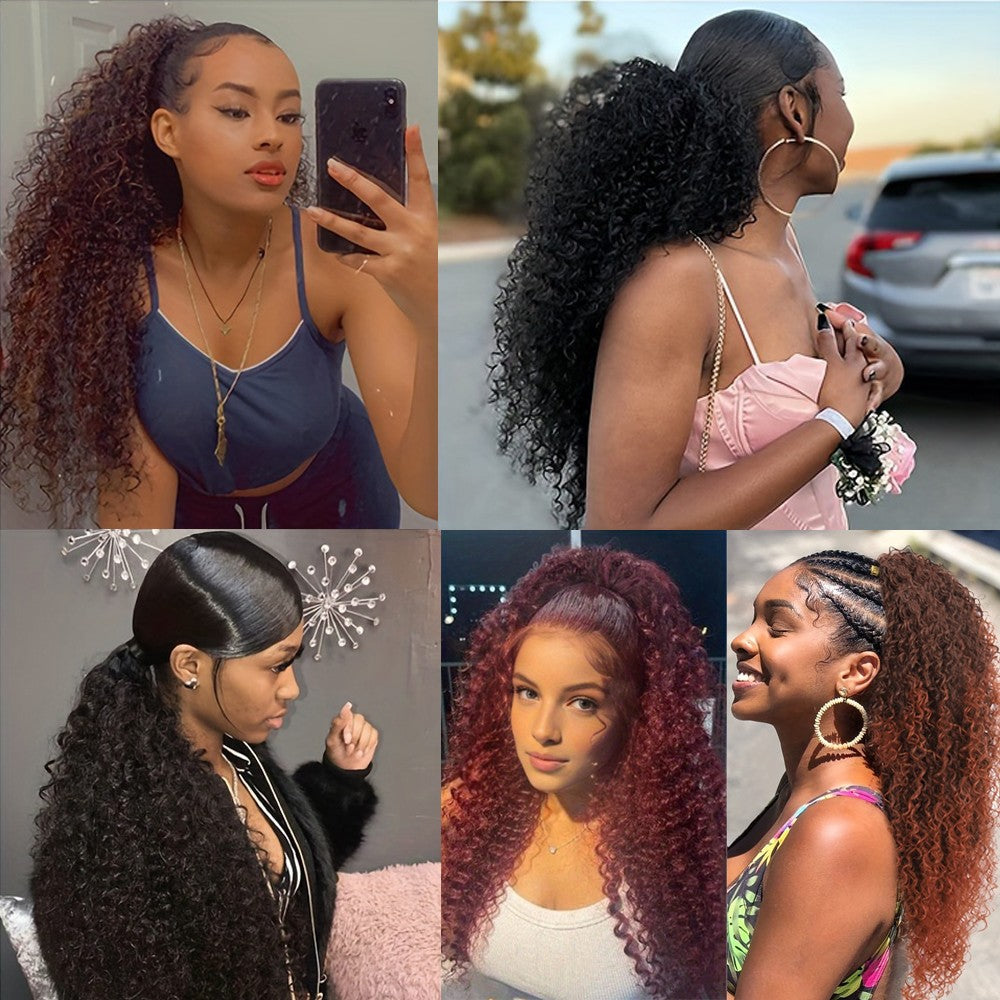 8-26 Inch Afro Kinky Curly Drawstring Ponytail Human Hair Extensions 3C 4A Brazilian Remy 100% Human Hair Ponytail For Women
