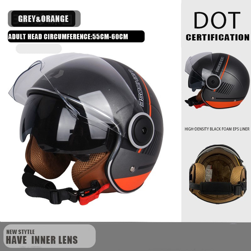 DOT certification Protective helmet Dual Lens Vintage Helmets Four Seasons Racing Half Helmet