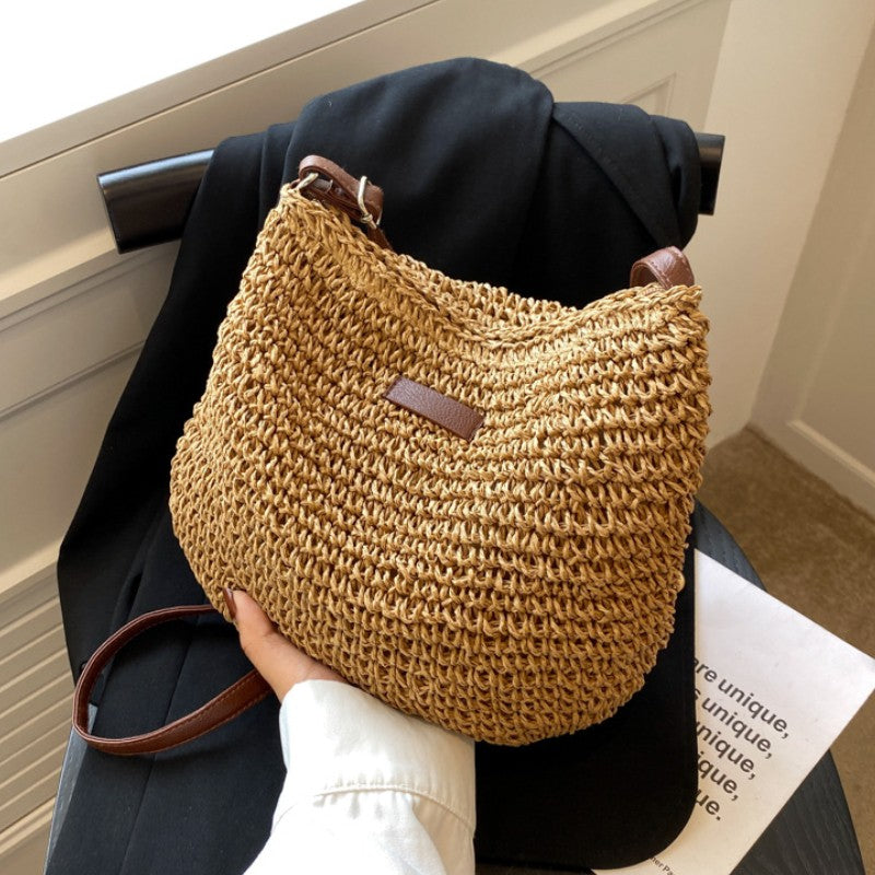 Fashion Straw Women Shoulder Bags Paper Woven Female Handbags Large Capacity Summer Beach Straw Bags Casual Tote Purses