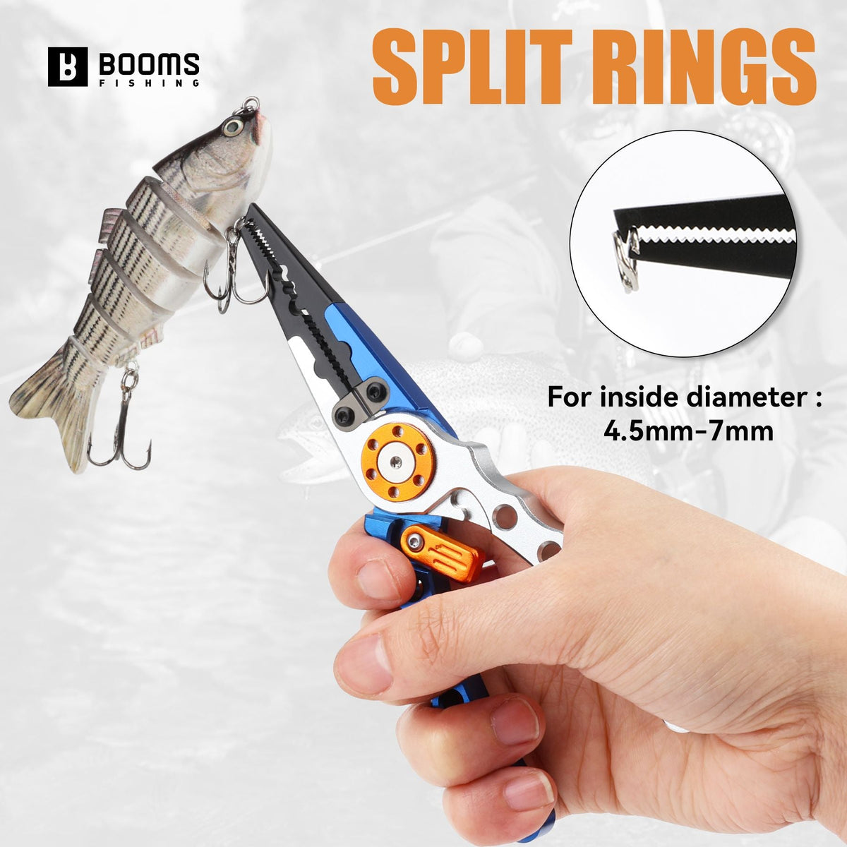 Booms Fishing X01 Aluminum Fishing Pliers Saltwater Fishing Multitool Hook Remover Line Cutting and Split Ring Fishing Tools