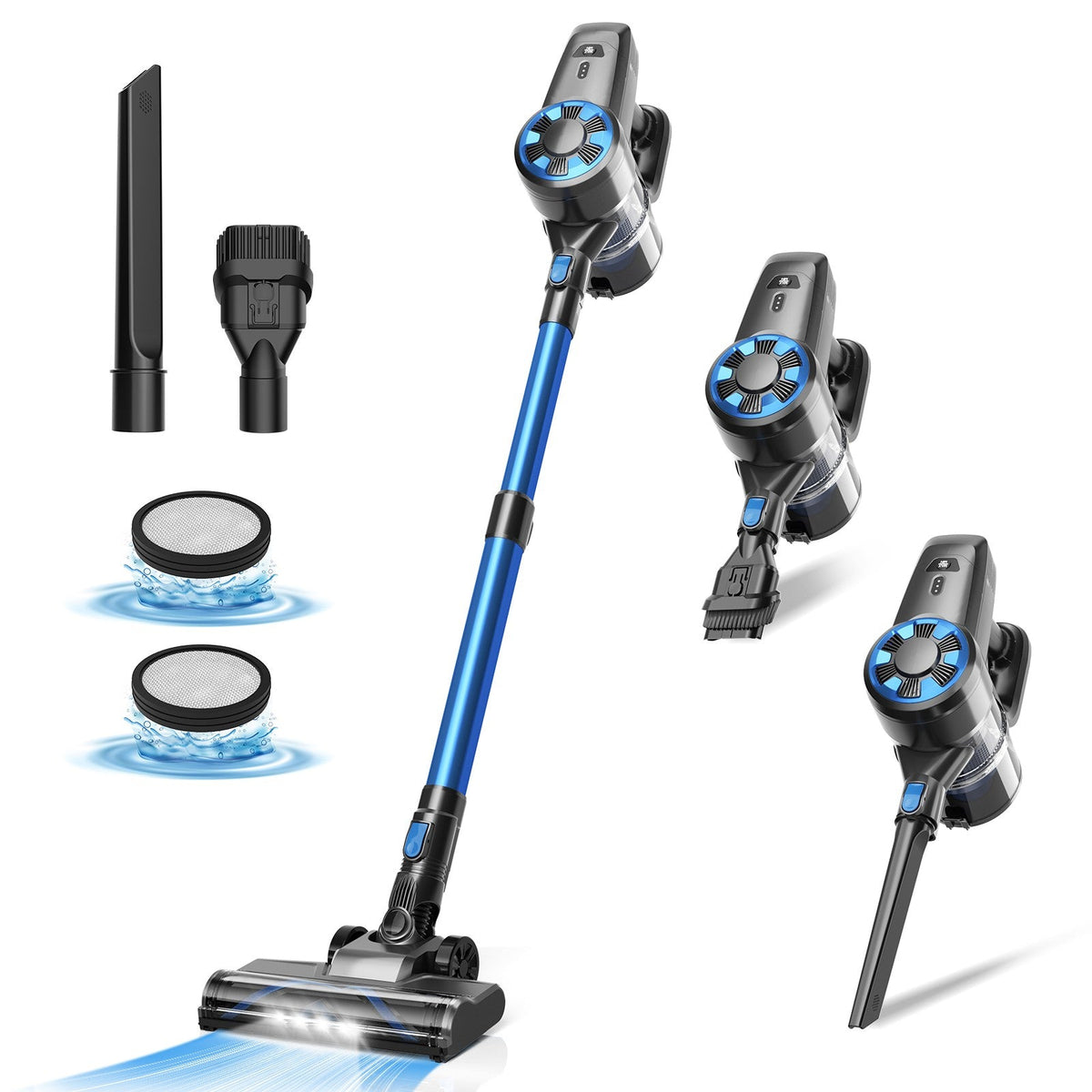INSE N3S Cordless Vacuum Cleaner 6-in-1 Rechargeable Powerful Handheld Stick Vacuum with 2200mAh Battery for Carpet Hard Floor