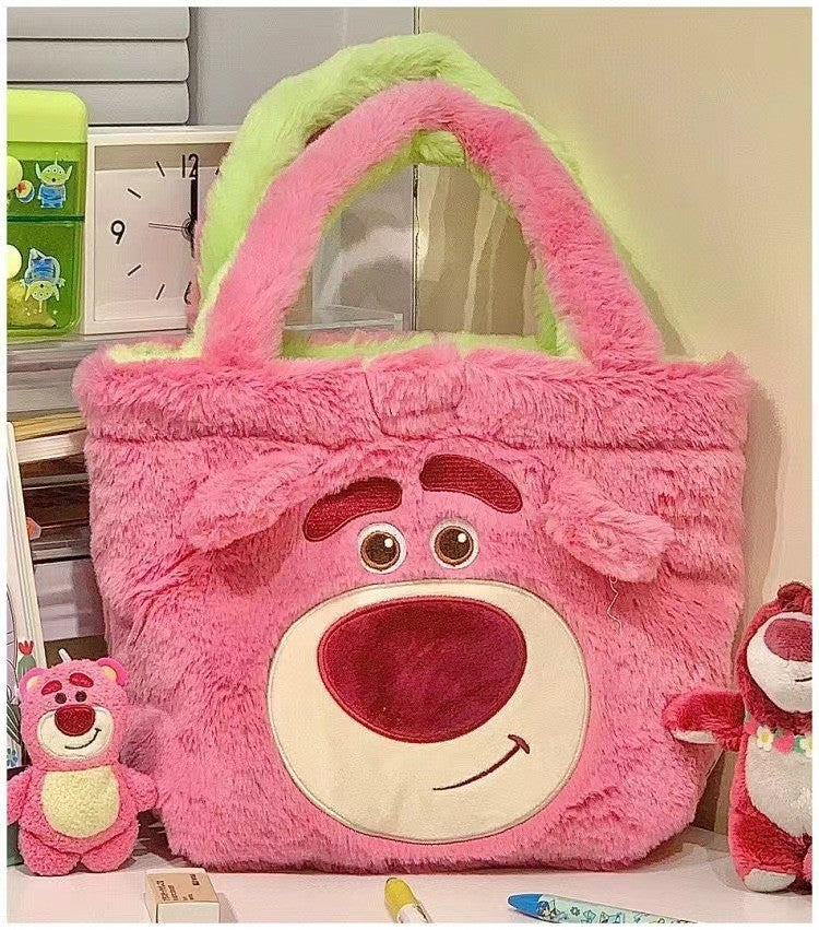 Disney Winnie Bear Turn Into Tigger Plush Handbag Cartoon Reversible Lotso Change To Alien Plush Doll Bag Xmas Women Girls Gift