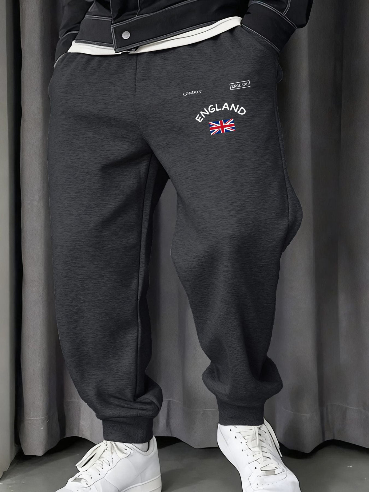 London England Union Printing Man Sweatpants Fashion Elastic Waist Pants Trendy Drawstring Pant Casual Warm Britches