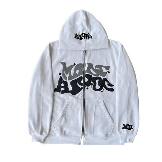 2024 Cross border E-commerce European and American Connection Trend Y2K Gothic Punk Hip Hop Fashion Zipper Digital Printing Hood