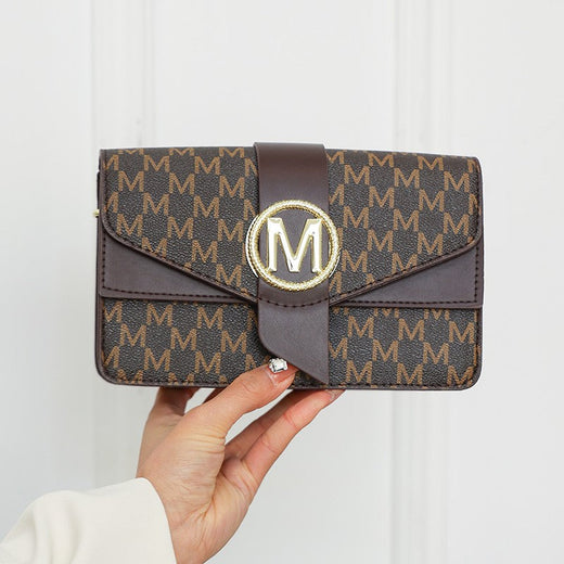 Women's retro shoulder bag, simple small square bag with printed lettering, stylish crossbody bag