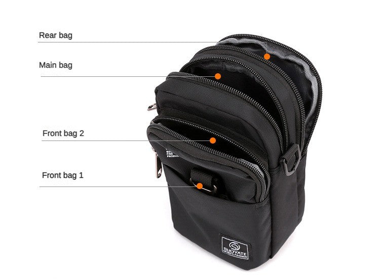 Fashion 3 Layers Men Small Shoulder Bag High Quality Durable Nylon Male Handbag Portable Messenger Bag Flap Mini Waist Bag
