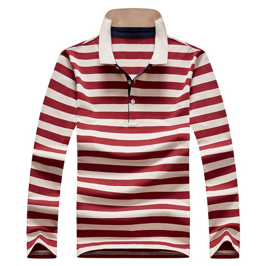Men Polo Shirt Cotton Embroidery Long Sleeve Spring Stripe Polo Shirt Men Autumn Casual Fashion Polo Shirt Business T-shirts Men