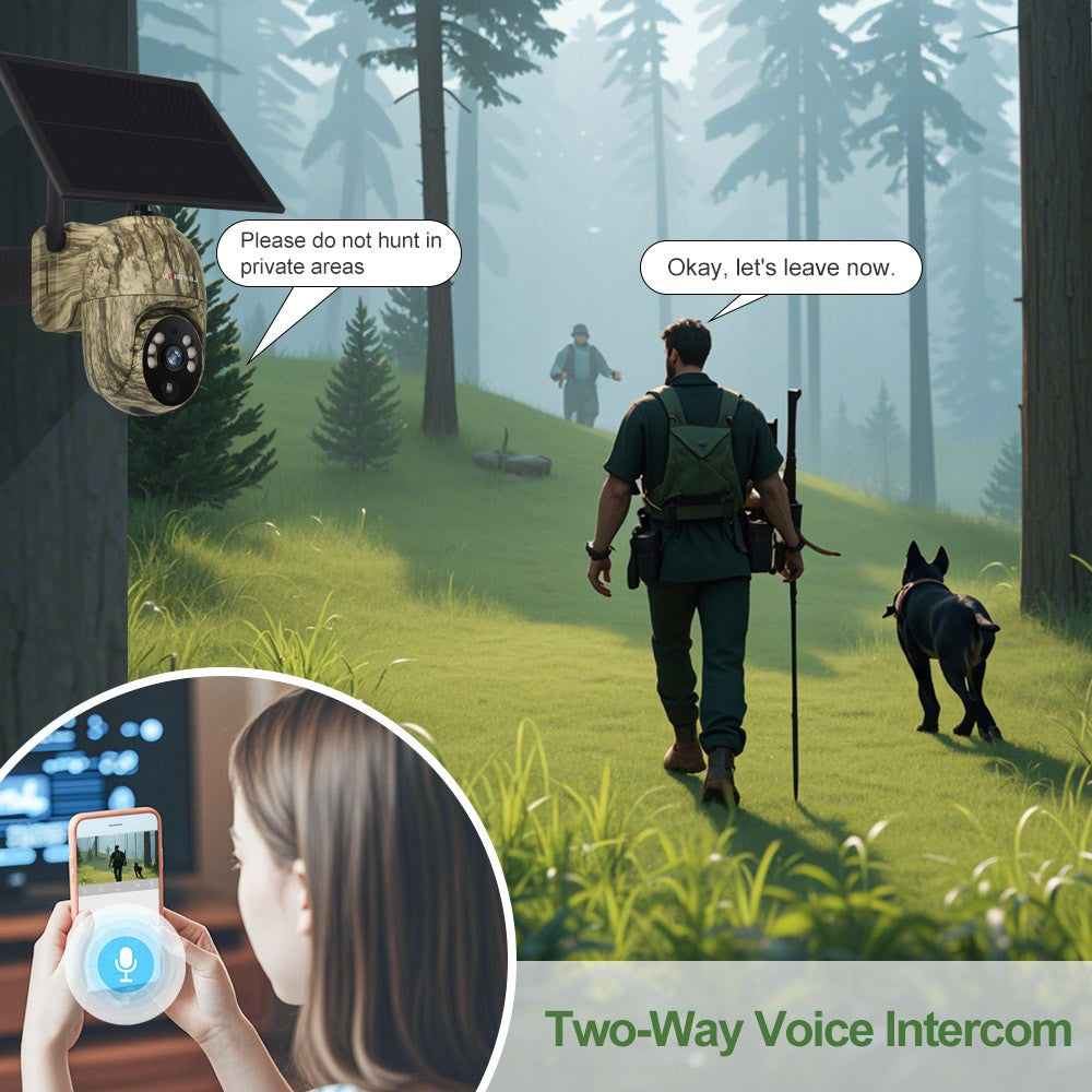 LS VISION 2K 4G Solar Security Cameras WIFI Wireless Outdoor 360° Live View Animal Monitoring Camouflage Color Battery PTZ Cam