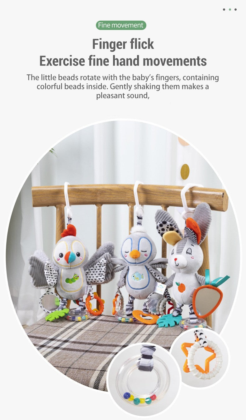Baby Rattles Mobiles Cartoon Animal Bell Toy Kids Early Education Sensory Development Hand Grip Rabbit Penguin Rattles Toys Gift