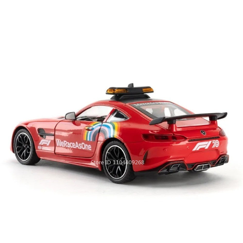 1:24 GTR F1 Safety 300SL Sport Car Model Toy Alloy Diecast Sound Light Shock Absorption Miniature Vehicle Models Collection Gift