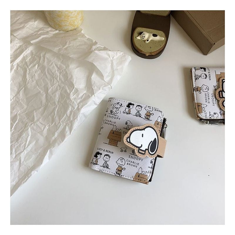 Snoopy Purse Anime Cartoon Short Coin Wallet High Value Cute Zipper Student ID Holders Multi Slot Bag Women Men Birthday Gifts
