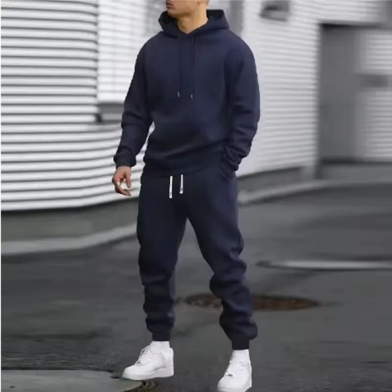2025 Men's Autumn and Winter New Solid Color Hoodie+pants Two-piece Set Fashionable Casual Sports Set Size S-3XL Men's Tracksuit