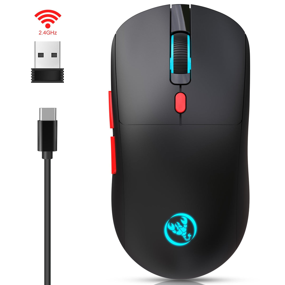 Rechargeable 2.4G USB Wireless Mouse Adjustable 3600dpi 7 Colors RGB Comfortable Mice for Home Office Laptop Computer Gamer